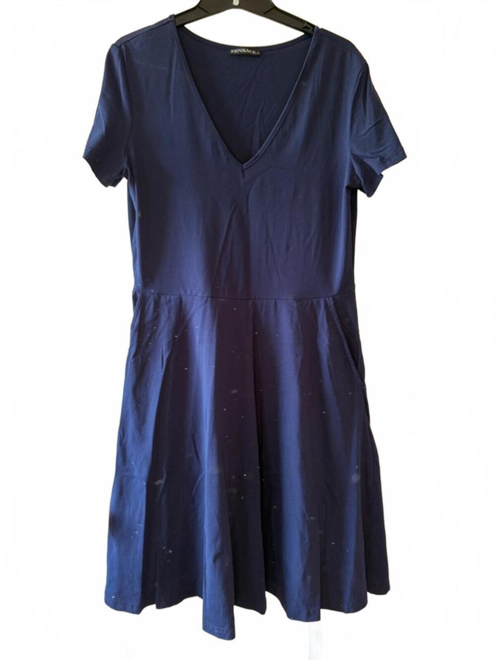 V-Neck Dress with Pockets Navy Casual Everyday
